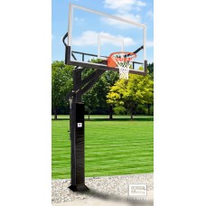 GARED All Pro Jam Basketball System, 6" x 8" Square Post, 42" x 72" Glass Backboard, 2000+ Goal