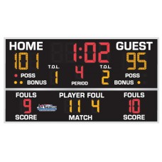 All American 4'4" x 8'0" Basketball-Volleyball Scoreboard with Fouls