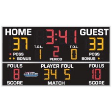 All American 5'0" x 9'0" Basketball-Volleyball Scoreboard with Fouls